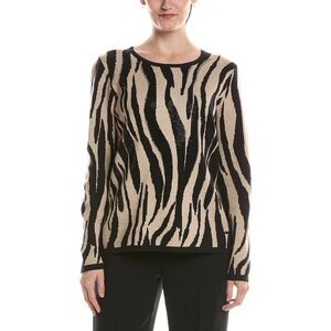 Picadilly Womens  Animal Jacquard Sweater, Beige